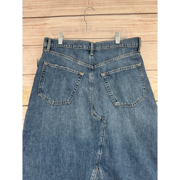 Gap Front Split Frayed Bottom Maxi Denim Skirt Women's 10P/30 Blue Medium Wash - Picture 4 of 13